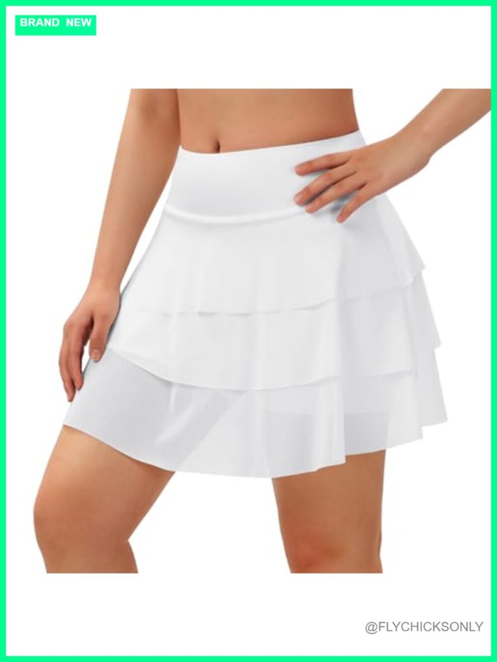 High Waist Tummy Control Swim Skirt Skort Mesh Ruffle Swim Bottoms with Pockets